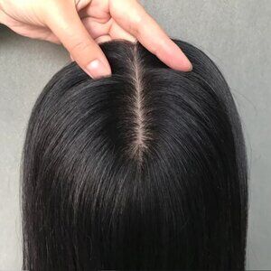 Human Hair Topper EASON Hair Silk Base Natural Black Thinning Hair Extensions